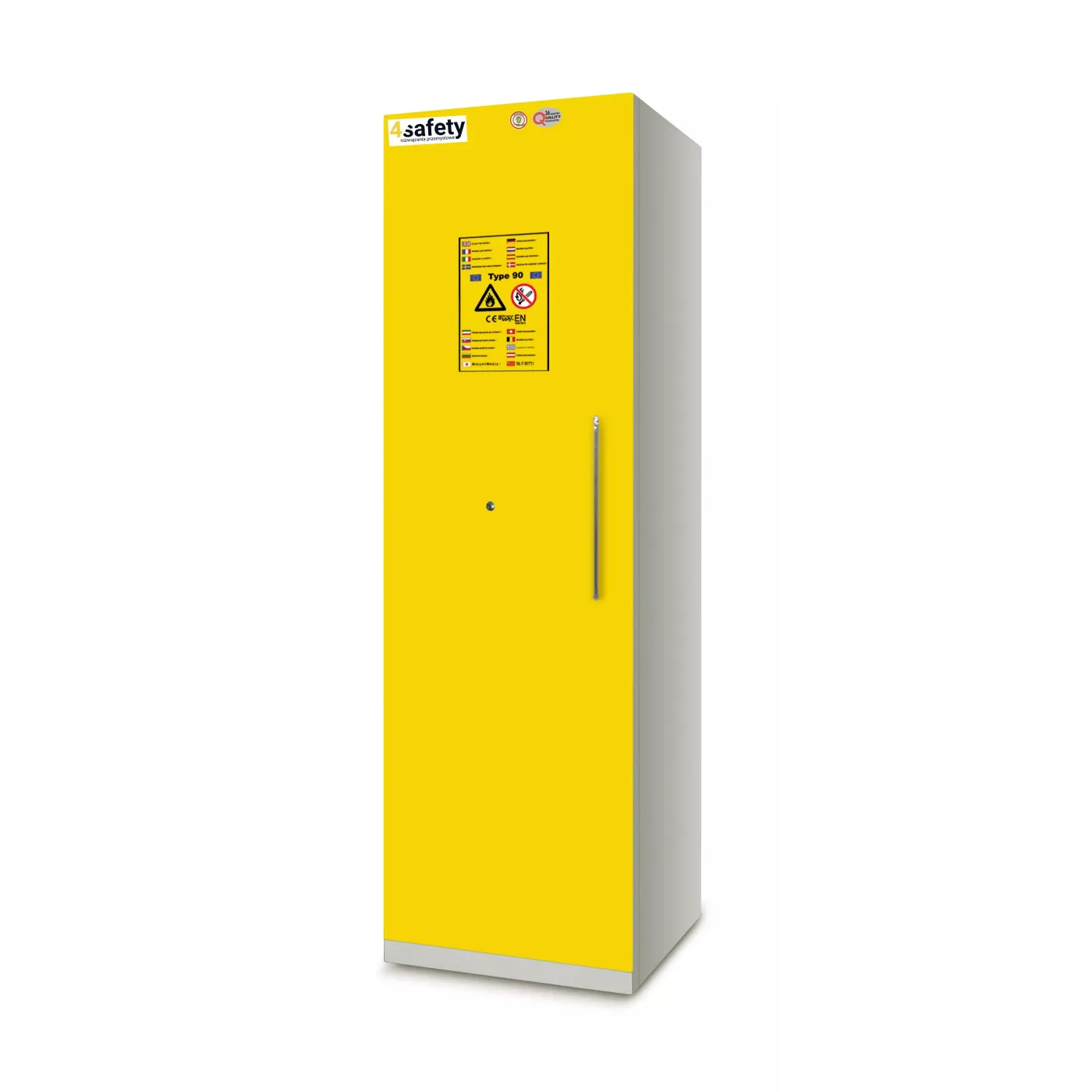 Szafa ognioodporna rozmiar M 90 min 595 x 600 x 1950 mm, drzwi żółte