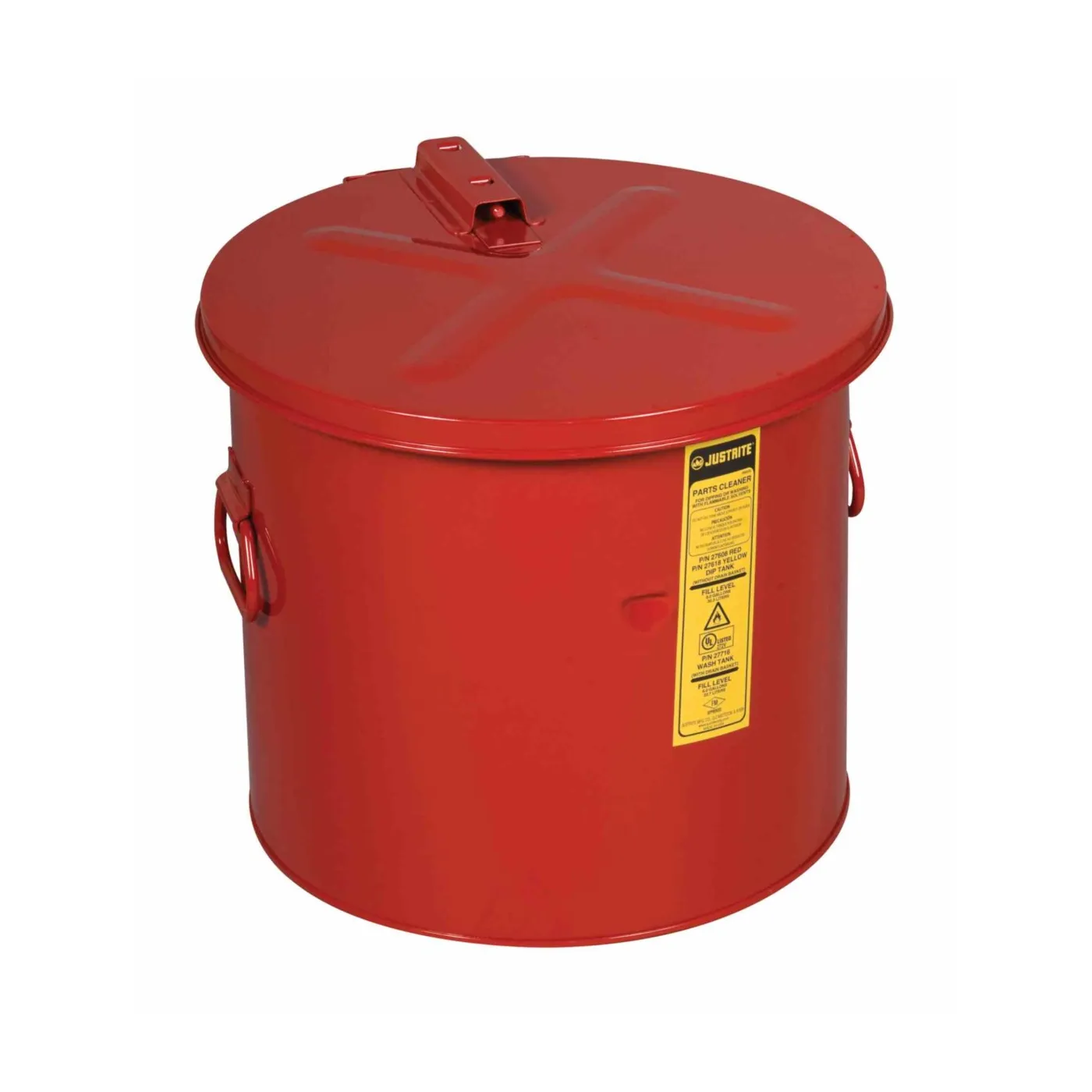 Pojemnik zabezpieczający, zanurzeniowy do mycia i czyszczenia, stal, 30 l, czerwony, FM, TÜV