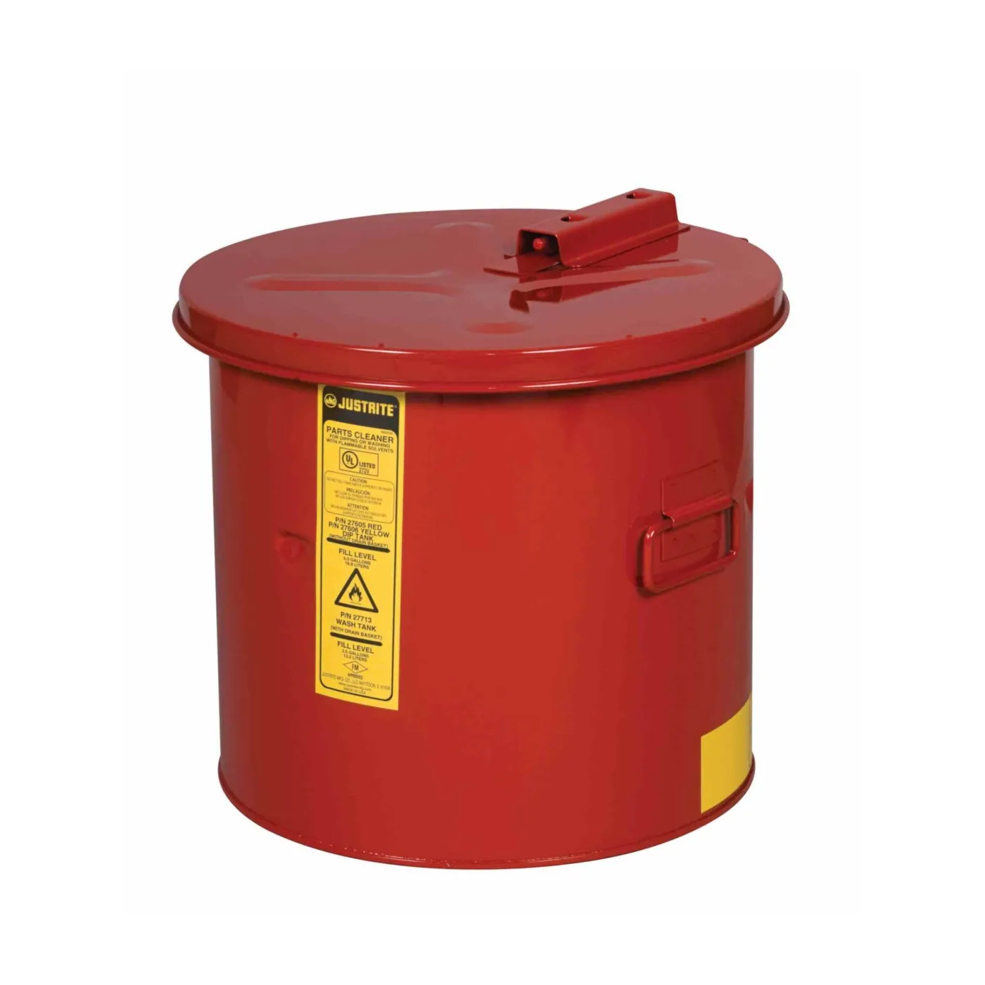 Pojemnik zabezpieczający, zanurzeniowy do mycia i czyszczenia, stal, 19 l, czerwony, FM, TÜV