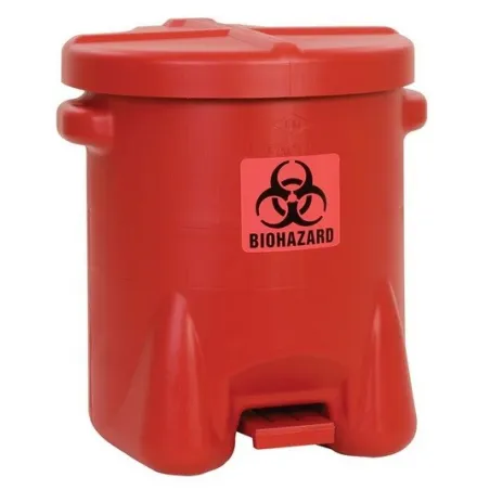 Pojemnik zabezpieczający na odpady stwarzające zagrożenie biologiczne, polietylen, otwarcie nożne, 38 l, czerwony, FM