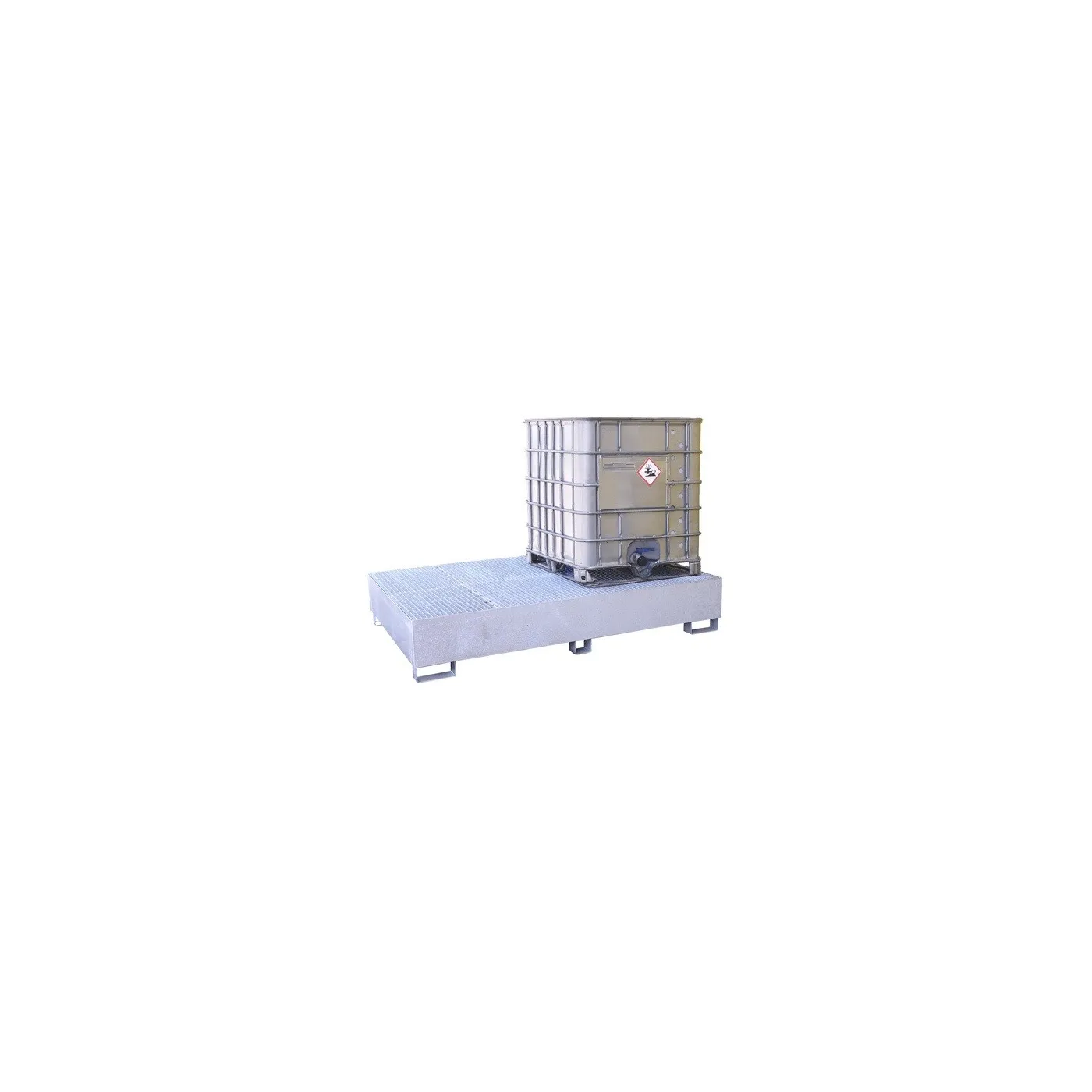 Wanna wychwytowa z kratownicą i stopami, stalowa ocynkowana pod 2 IBC 1300 x 2300 x 430 mm