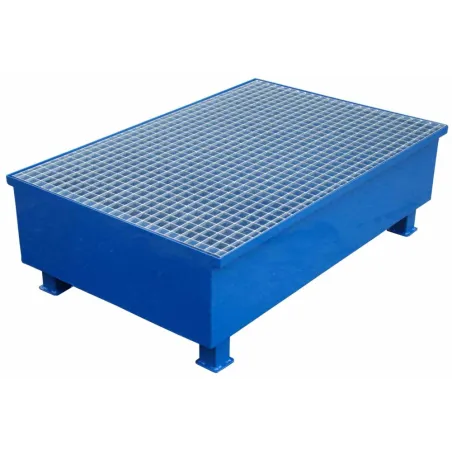 Wanna wychwytowa z kratownicą i stopami, stalowa lakierowana ECONOMY pod 2 beczki 1200 x 800 x 200 mm
