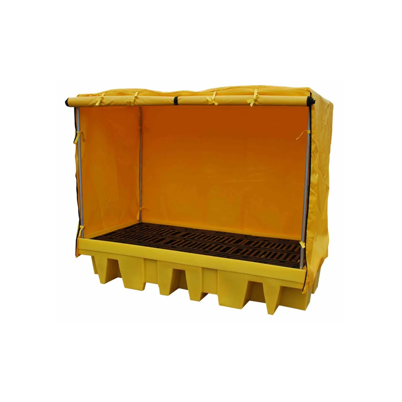 Stanowisko robocze z plandeką pod 2 IBC 2560 x 1350 x 2140 mm, żółte