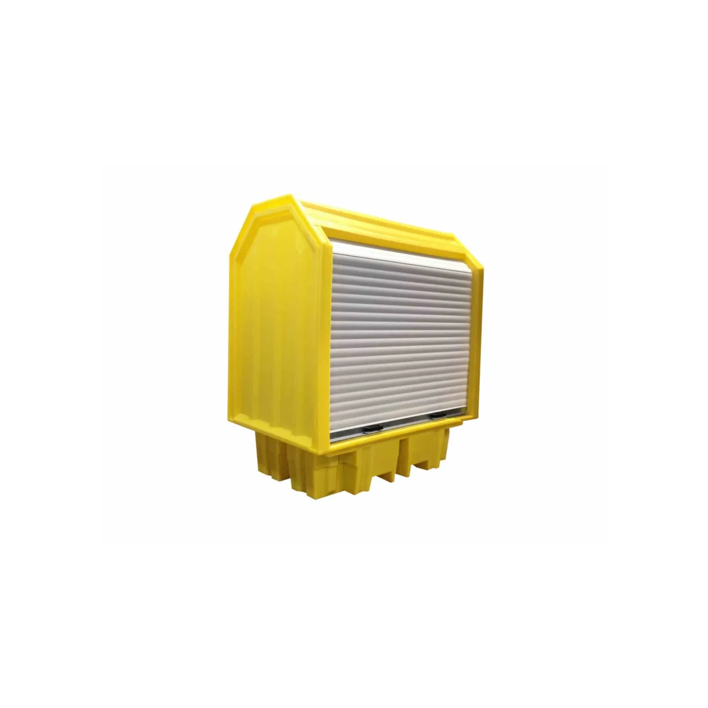 Stanowisko robocze z drzwiami suwnymi pod 2 beczki 1490 x 990 x 1690 mm, żółte