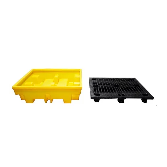 Wanna wychwytowa z kratownicą pod 4 beczki 1310 x 1310 x 370 mm, żółta