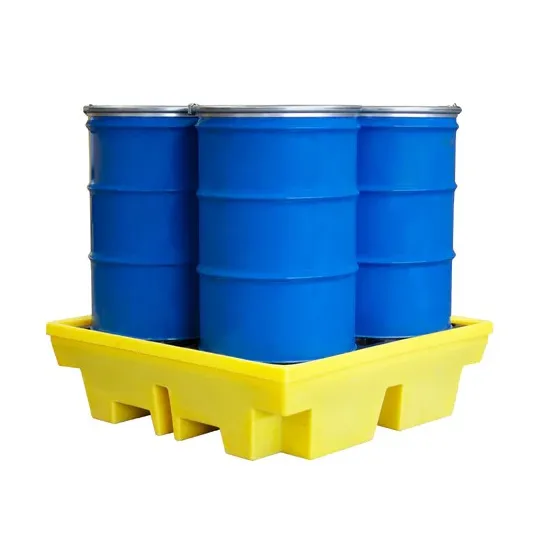 Wanna wychwytowa z kratownicą pod 4 beczki 1310 x 1310 x 370 mm, żółta
