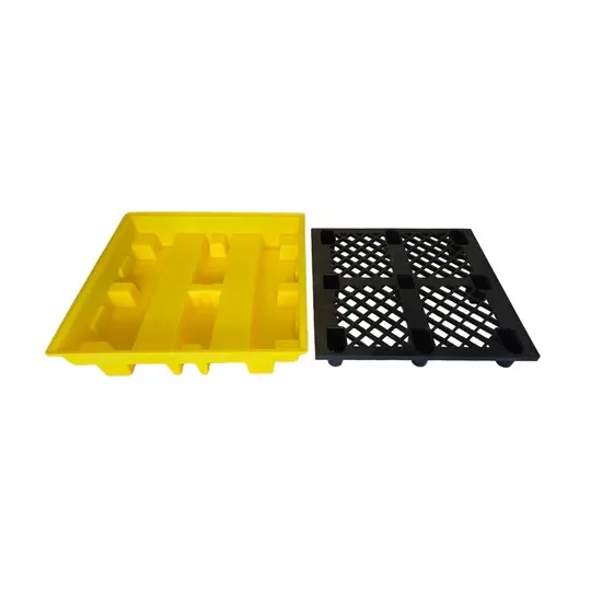 Wanna wychwytowa z kratownicą pod 4 beczki 1280 x 1285 x 275 mm, żółta