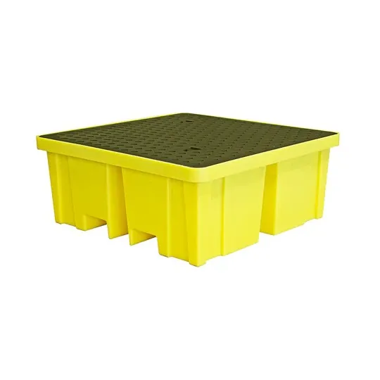 Wanna wychwytowa z kratownicą pod 4 beczki 1220 x 1220 x 495 mm, żółta