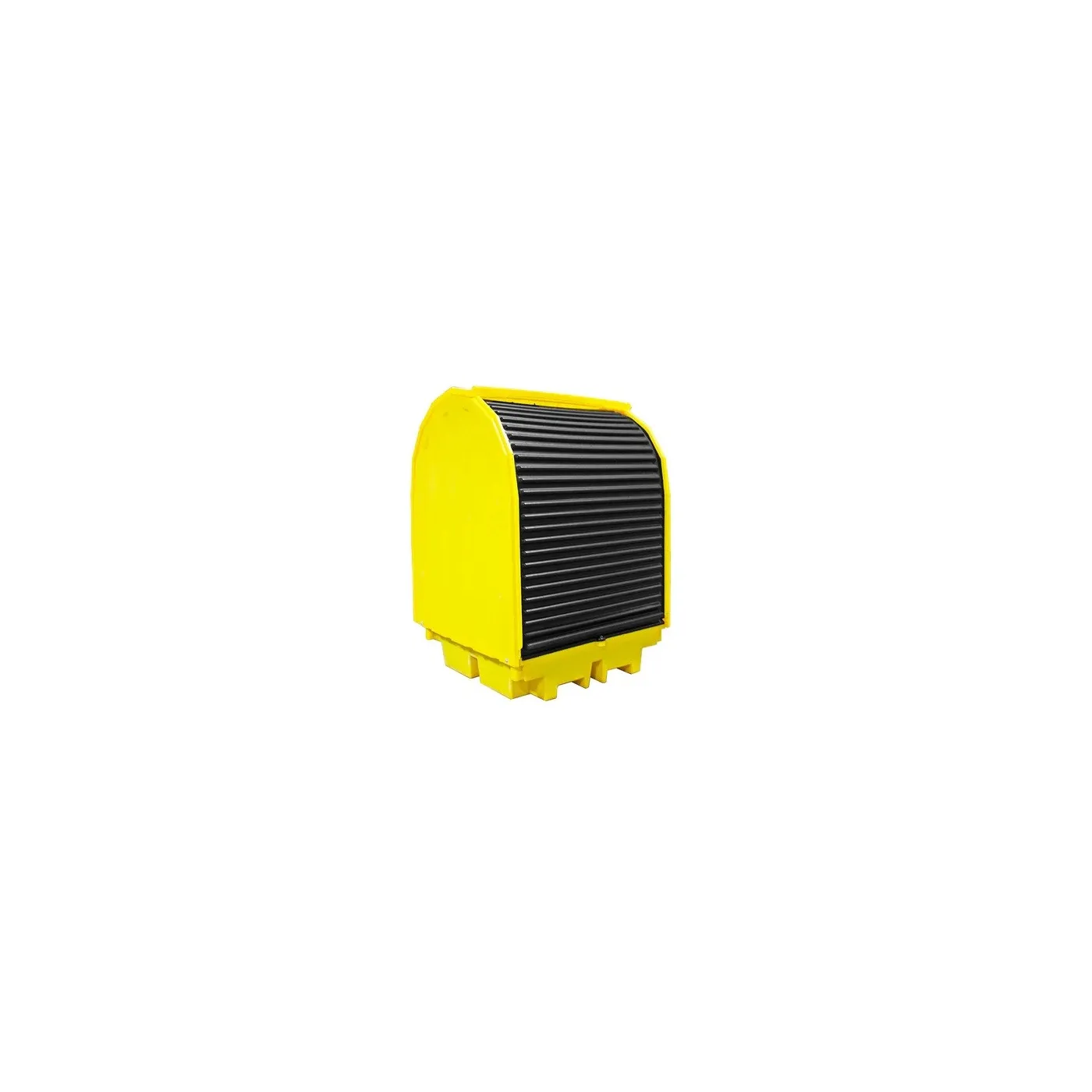 Stanowisko robocze z drzwiami suwnymi pod 4 beczki 1470 x 1450 x 2070 mm, 410 l, żółte