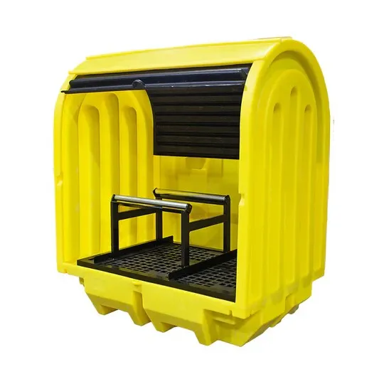 Stanowisko robocze z drzwiami suwnymi pod 2 beczki z kołyską, 230 l,