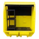 Stanowisko robocze z drzwiami suwnymi pod 2 beczki, z półkami, 230 l