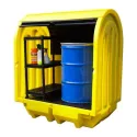 Stanowisko robocze z drzwiami suwnymi pod 2 beczki, z półkami, 230 l