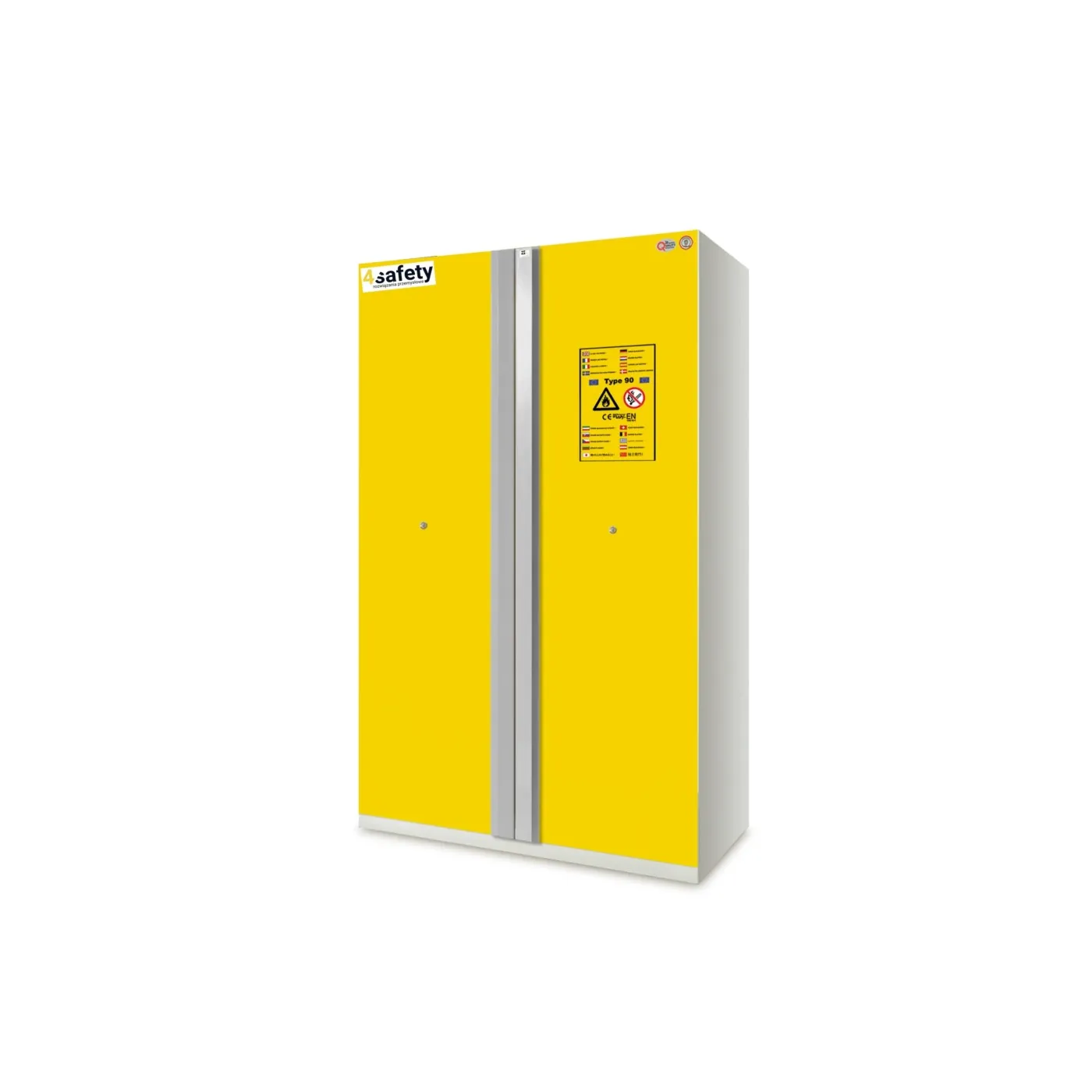 Szafa ognioodporna BASIC rozmiar XL 90 min 1200 x 600 x 2050 mm, z bazą paletową, korpus szary